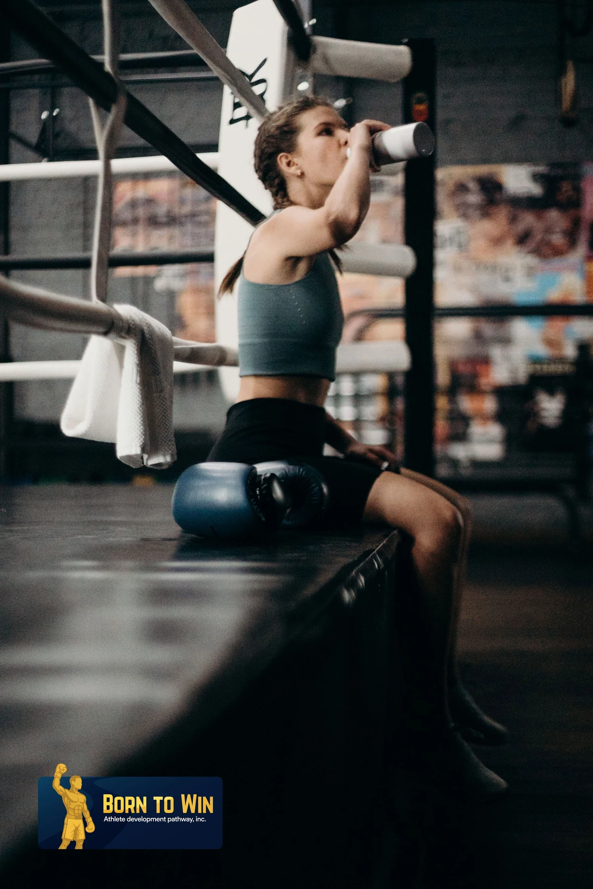 Boxer resting ringside between rounds