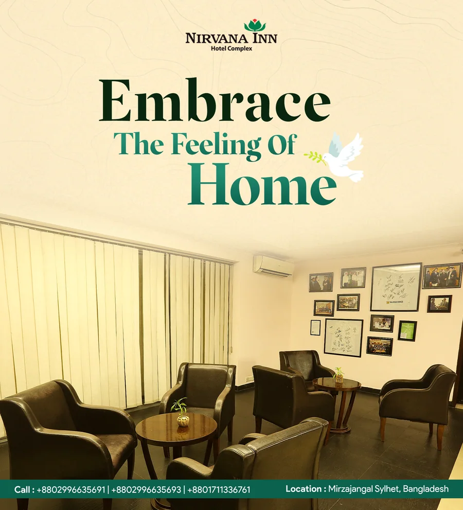 Nirvana Inn lounge social post, 'Embrace the Feeling of Home'
