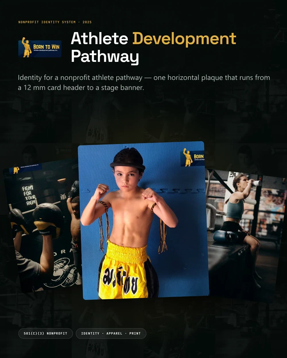 Born to Win Athlete Development Pathway — nonprofit identity system, 2025